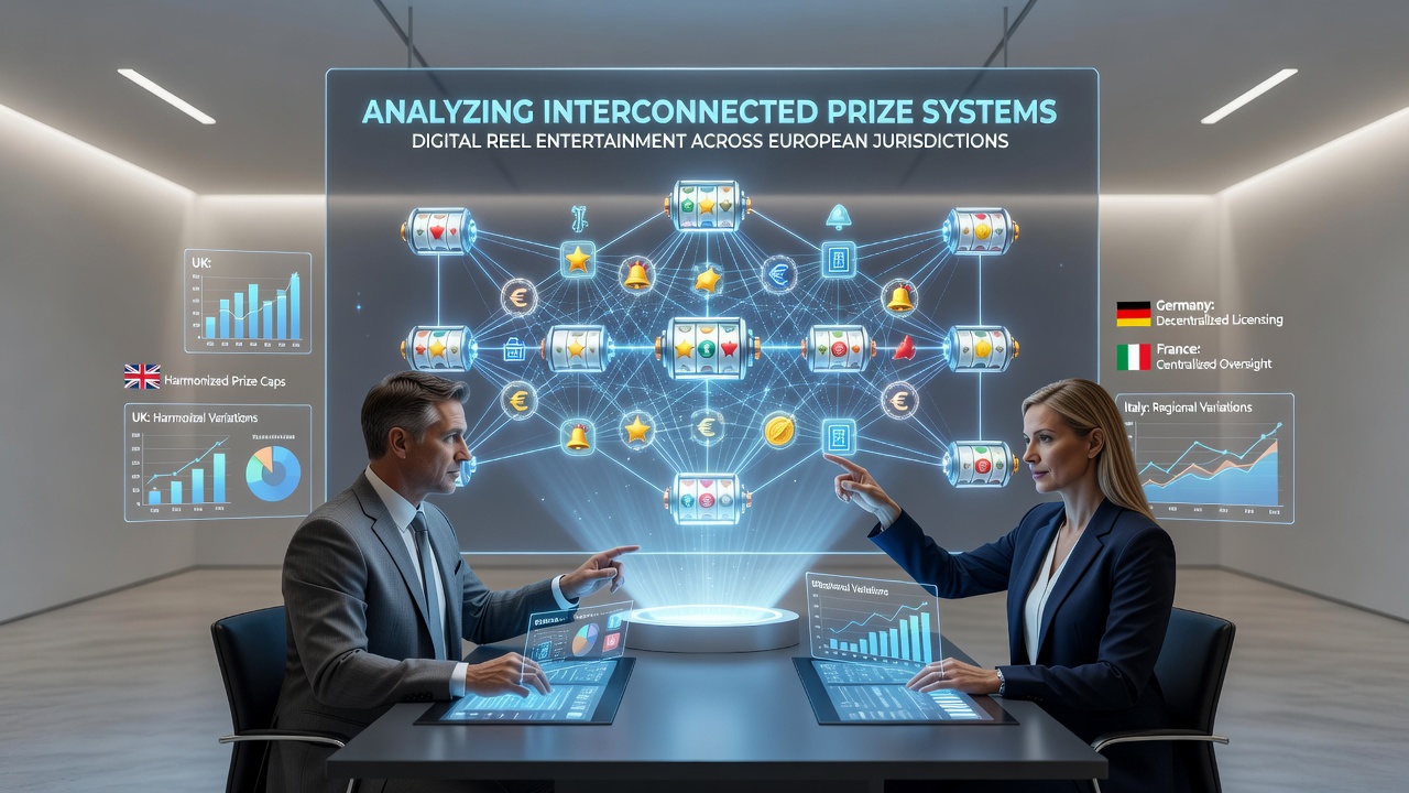 European digital reel entertainment prize system overview showing interconnected jackpot networks across jurisdictions