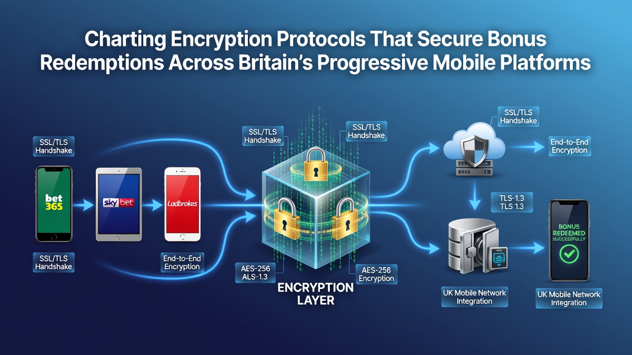 Encryption protocols visualized on mobile devices for secure bonus redemptions in UK platforms