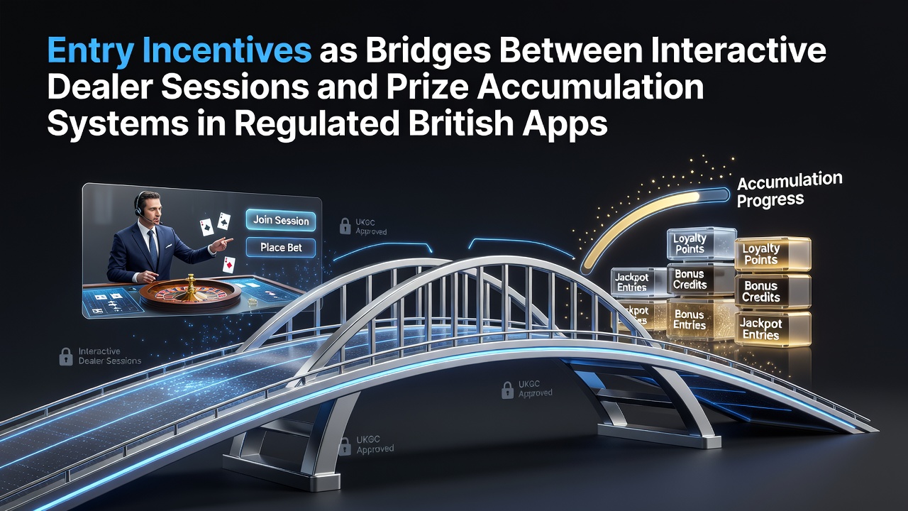 Visual representation of entry incentives connecting live dealer sessions to prize systems in British mobile apps