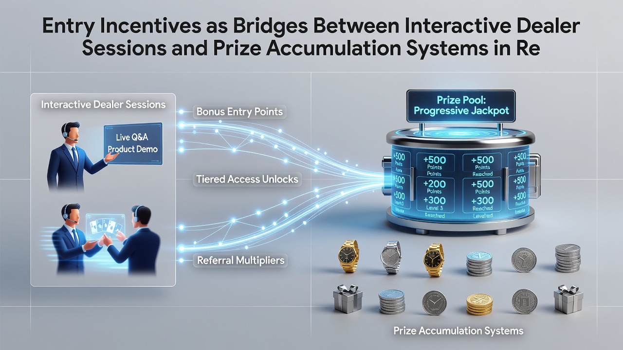 Illustration showing prize accumulation pathways integrated with live dealer interfaces in regulated apps