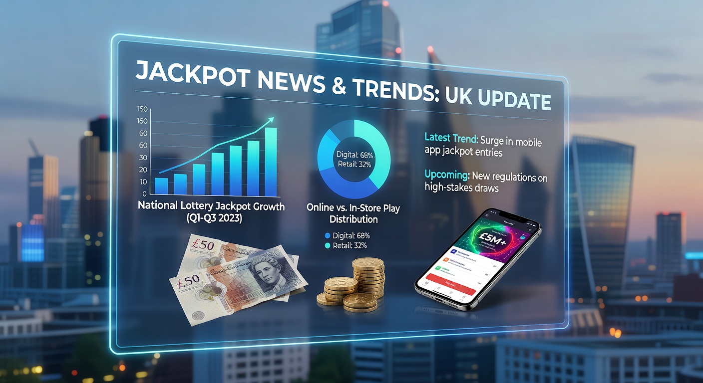 A close-up view of a National Lottery ticket with jackpot numbers highlighted against a London skyline backdrop, symbolizing the unclaimed Bexley prize