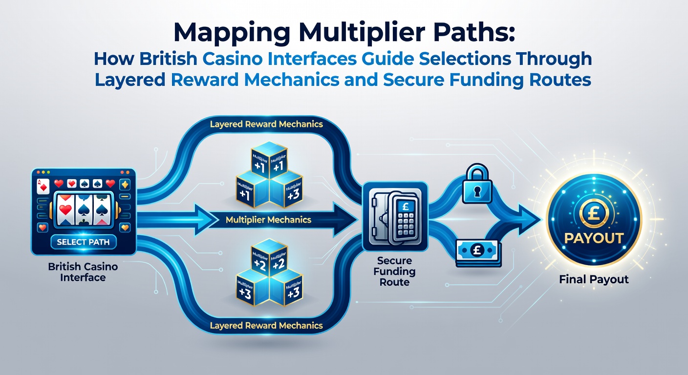 British casino interface displaying layered multiplier paths and reward selection options on a digital screen