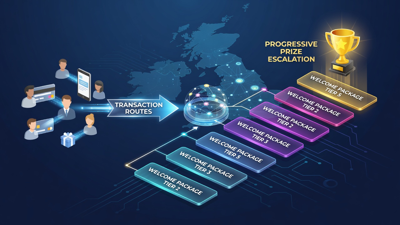 Flowchart illustrating how welcome package deposits map onto progressive jackpot escalations in British mobile slot environments
