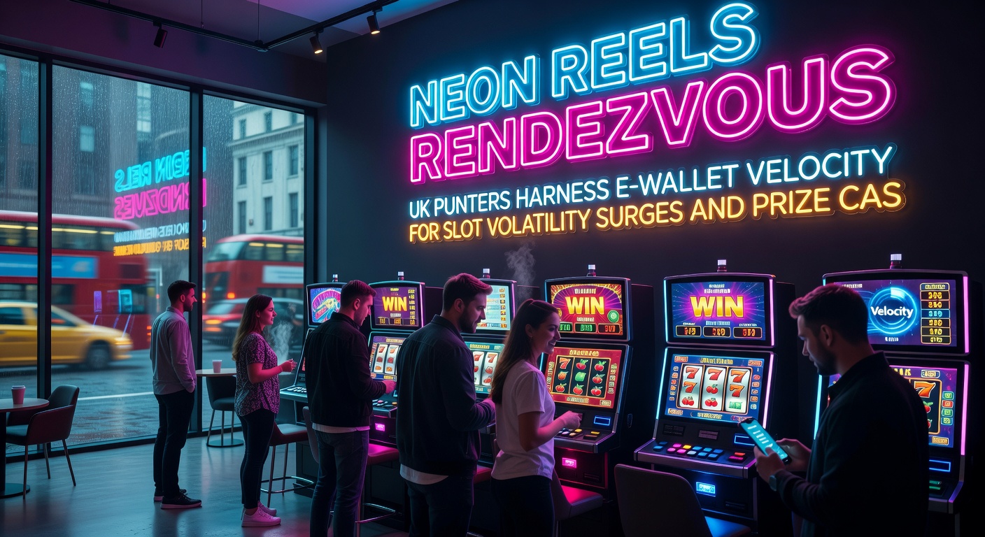 UK player interface showing e-wallet deposit confirmation next to exploding cascade reels in a neon volatility slot, prizes mounting rapidly