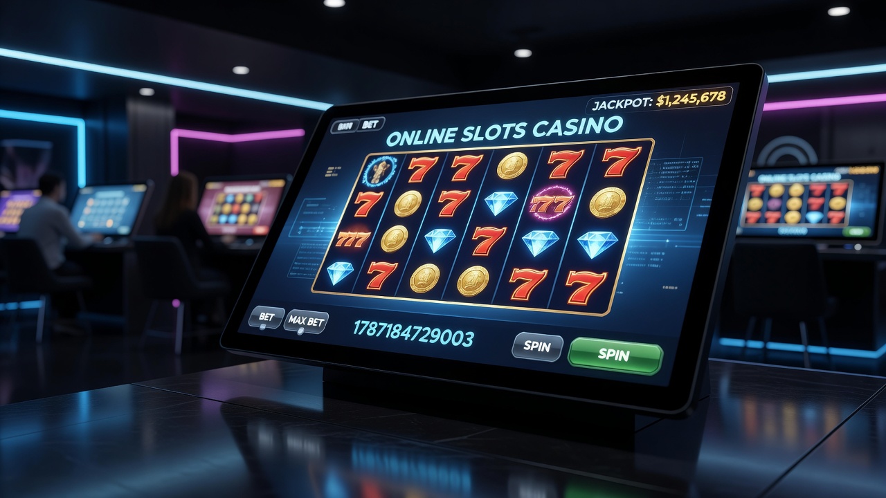 Players engaging with online slots on mobile devices in a casino setting