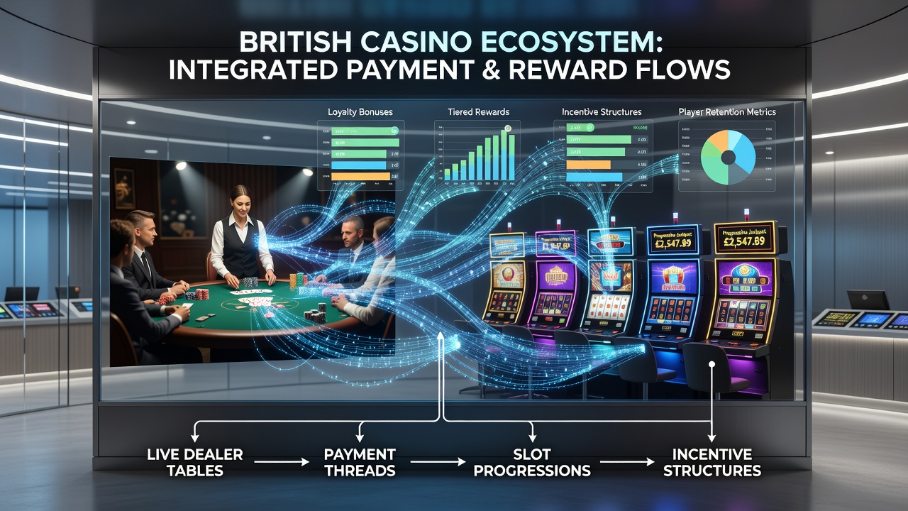 Diagram showing incentive structures and payment integrations between live tables and slots